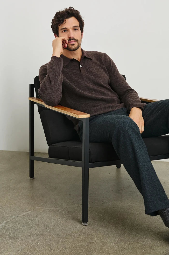 Herrington Polo Sweater in Brown - Madison's Niche
