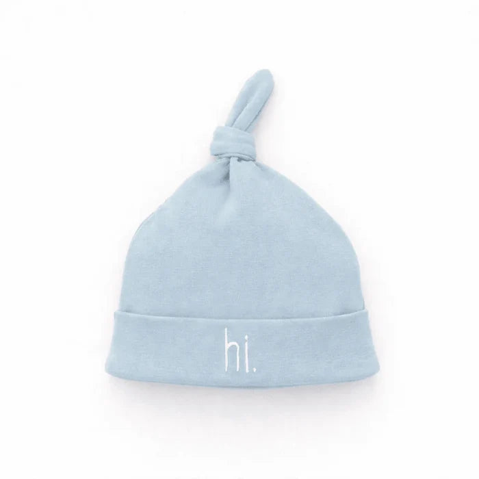 "Hi" Baby Hat in Blue