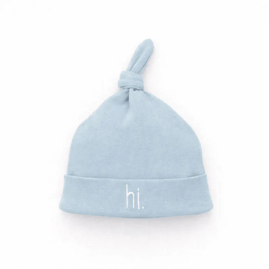 "Hi" Baby Hat in Blue