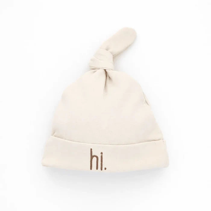 "Hi" Baby Hat in Pecan