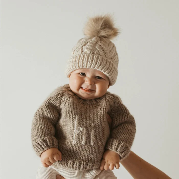 Hi Crew Neck Sweater in Pebble - Madison's Niche