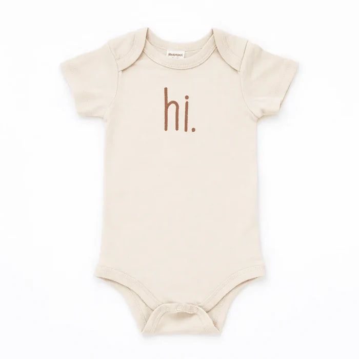 "Hi" Knit Onesie in Pecan