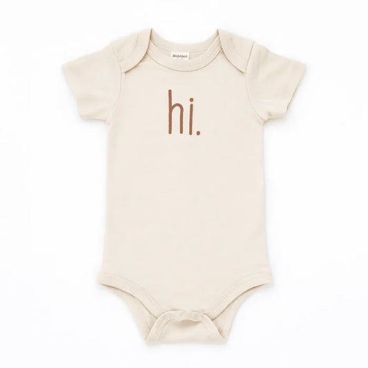 "Hi" Knit Onesie in Pecan