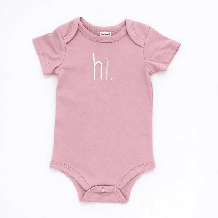 "Hi" Knit Onesie in Pink
