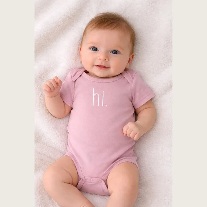 "Hi" Knit Onesie in Pink