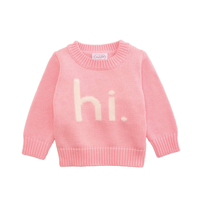 "Hi" Pink Sweater - Madison's Niche