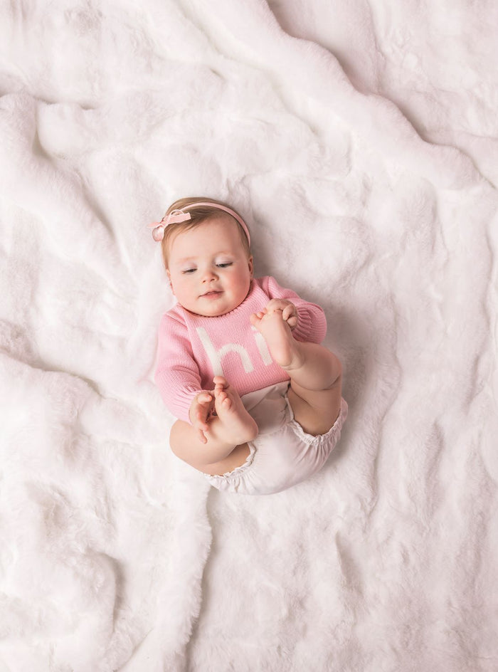 "Hi" Pink Sweater - Madison's Niche