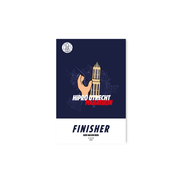 HiPRO Utrecht Marathon - Finisher Poster - Dom Tower 30x45 cm