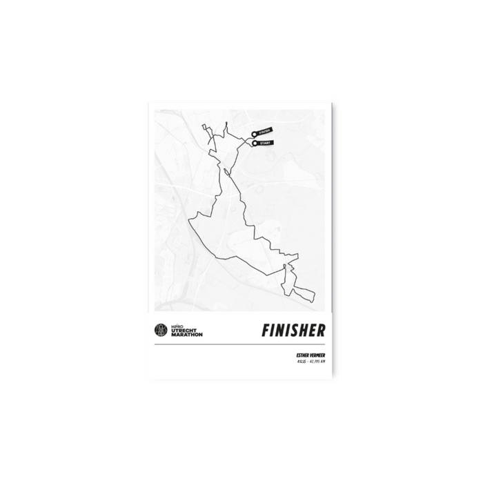 HiPRO Utrecht Marathon - Finisher Poster Parcours 30x45cm