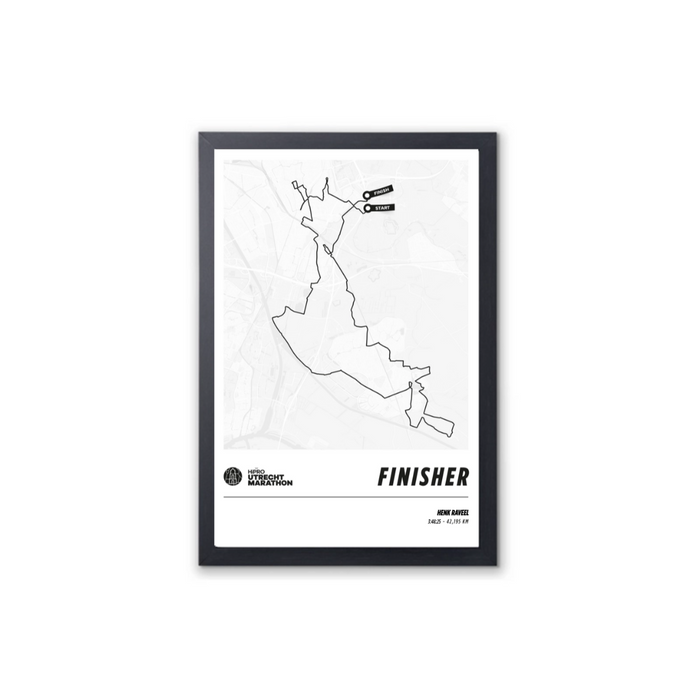 HiPRO Utrecht Marathon - Framed finisher Poster Parcours 30x45cm