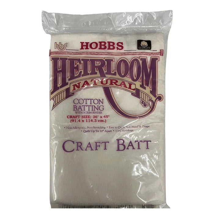 Craft 36"X 45"||color:Hobbs-Heirloom-100_-Cotton-Batting-Package-Hobbs-Bonded-Fibers-193211179
