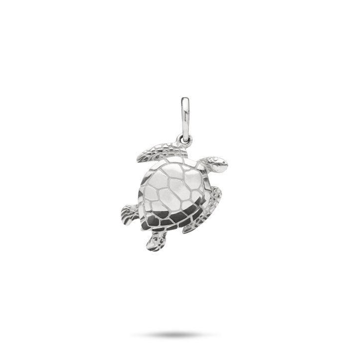 18mm Honu Pendant / Charm in Sterling Silver on a white background