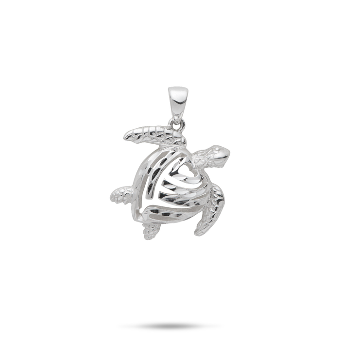 19mm Honu Pendant in Sterling Silver on a white background