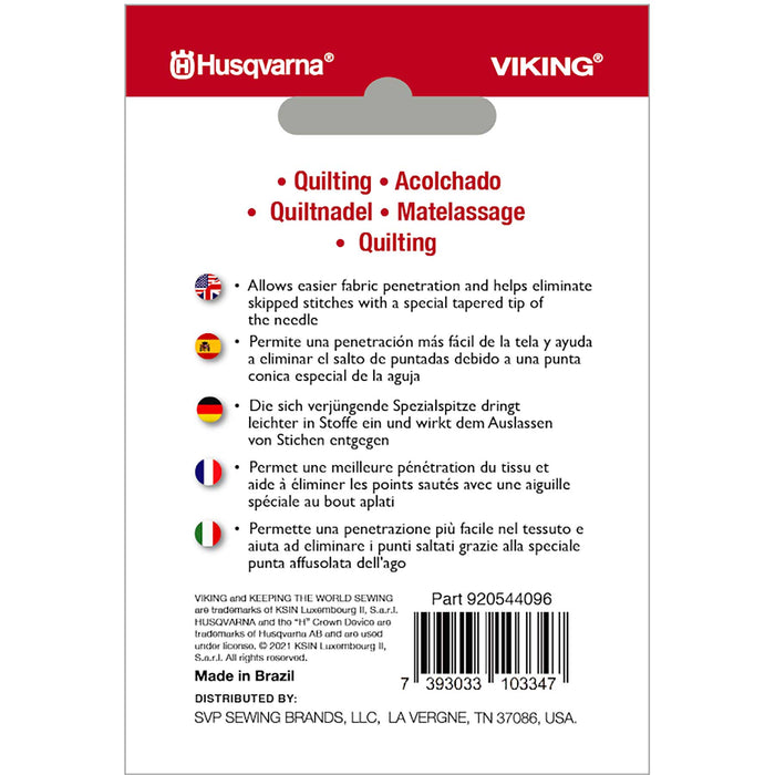HUSQVARNA® VIKING® Quilting Needles Assorted Sizes 5-Pack -- Product Image
