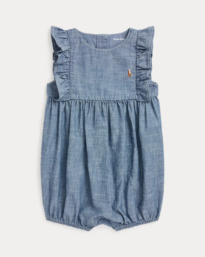 Indigo Chambray Bubble Shortall - Madison's Niche