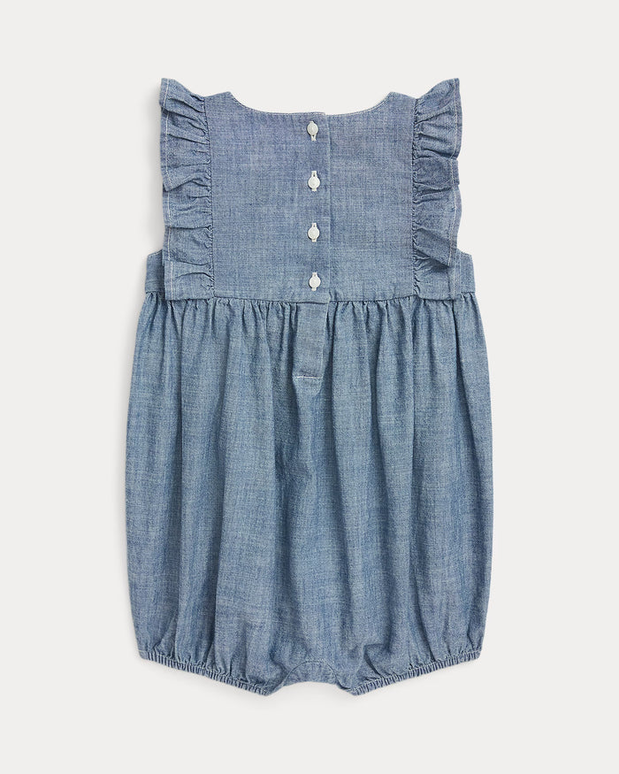 Indigo Chambray Bubble Shortall - Madison's Niche