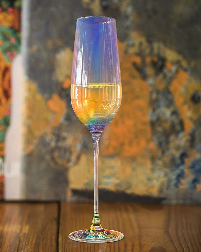 Iridescent Champagne Flutes Glasses - Madison's Niche