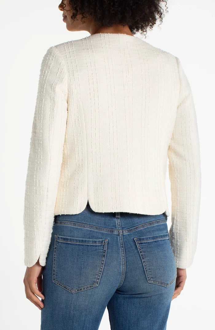 Jacket With Scallop Detail in Cream - Madison's Niche