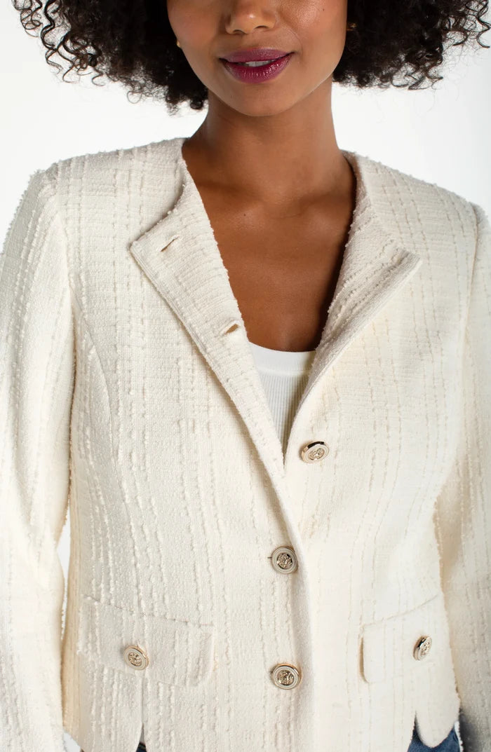 Jacket With Scallop Detail in Cream - Madison's Niche