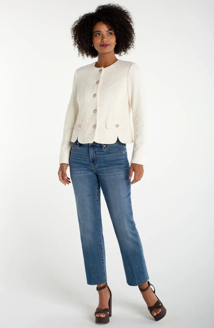 Jacket With Scallop Detail in Cream - Madison's Niche