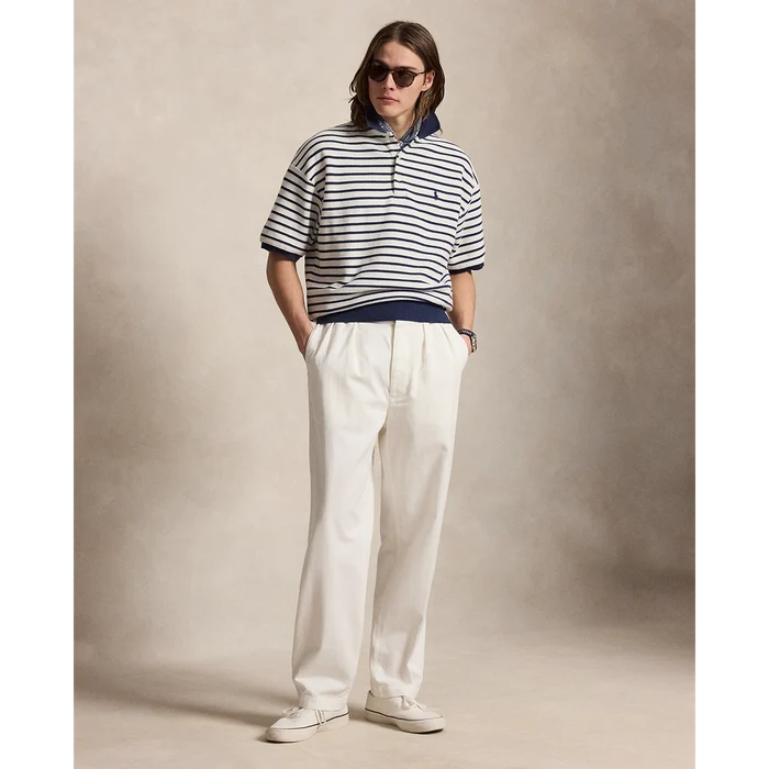 Jacquard Striped Polo in Navy - Madison's Niche