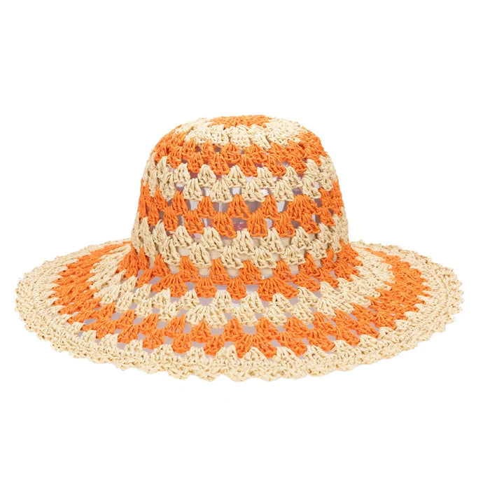 Julep Striped Crochet Hat in Orange - Madison's Niche