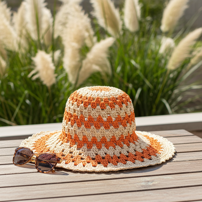 Julep Striped Crochet Hat in Orange - Madison's Niche