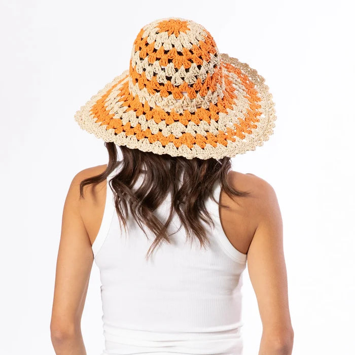 Julep Striped Crochet Hat in Orange - Madison's Niche
