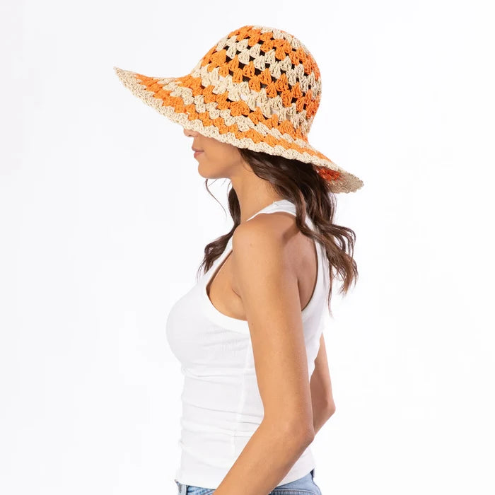 Julep Striped Crochet Hat in Orange - Madison's Niche