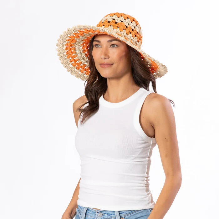 Julep Striped Crochet Hat in Orange - Madison's Niche