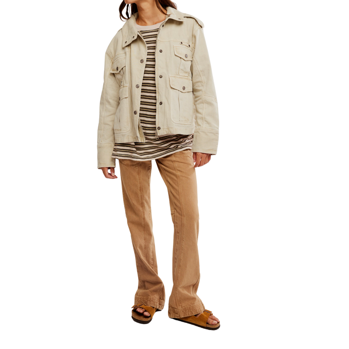 Kali Washed Jacket in Oat - Madison's Niche