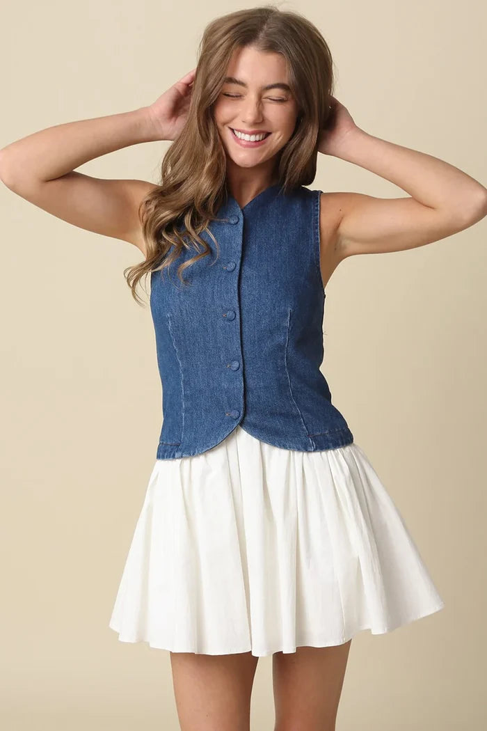 Karen Denim Combo Mini Dress - Madison's Niche