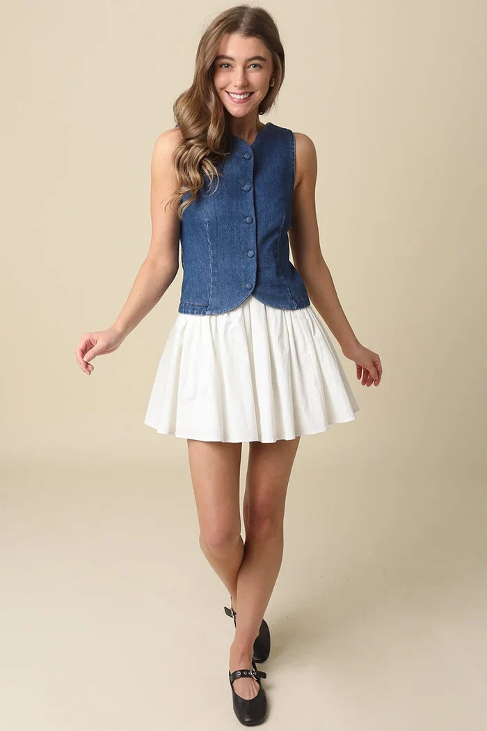Karen Denim Combo Mini Dress - Madison's Niche