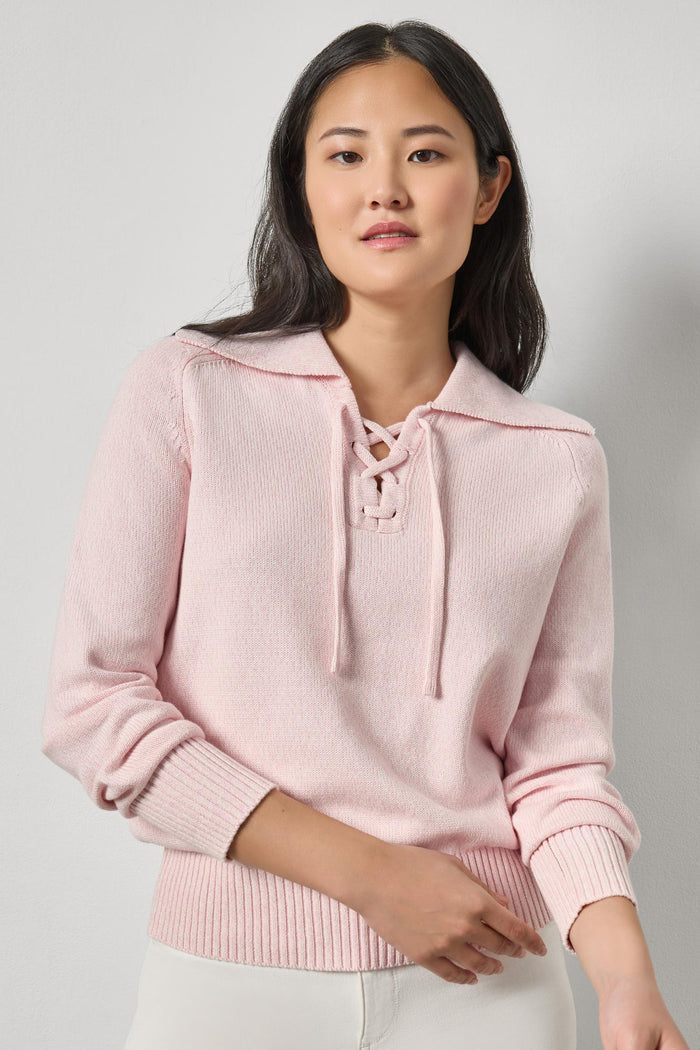 Lace Neck Polo Sweater - Madison's Niche