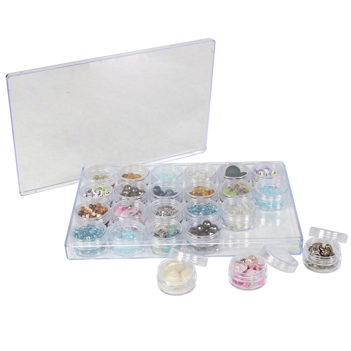 Large Plastic Craft Storage Organizer Box, 24 Jars