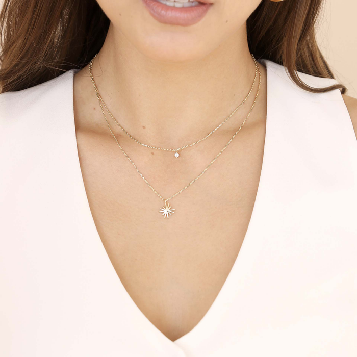 Layered Starburst Crystal Necklace in Gold - Madison's Niche