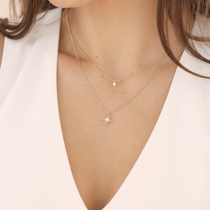 Layered Starburst Crystal Necklace in Gold - Madison's Niche