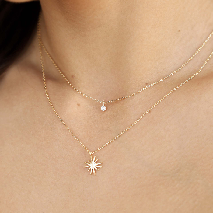 Layered Starburst Crystal Necklace in Gold - Madison's Niche