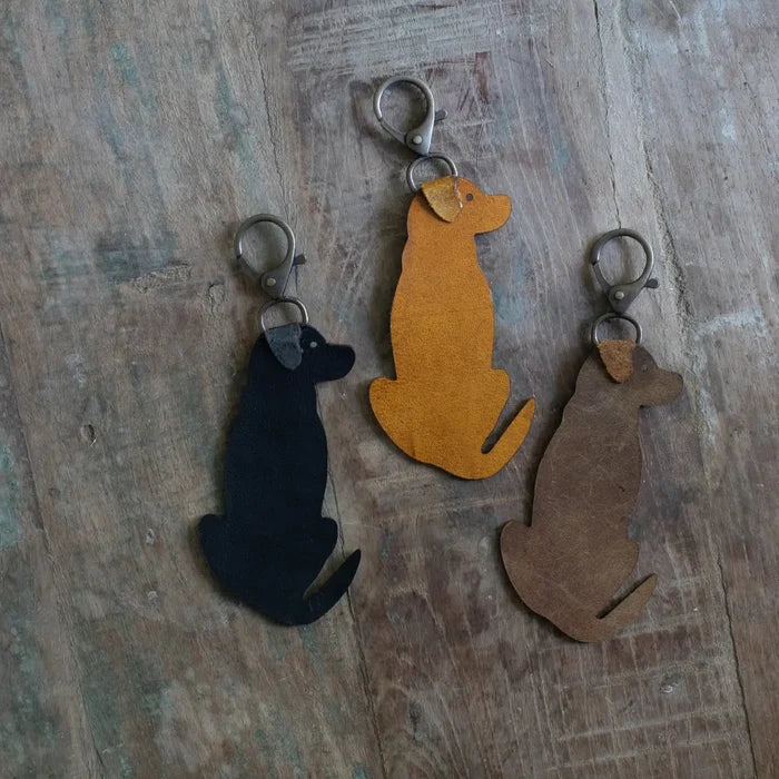 Leather Labrador Keychain in Yellow - Madison's Niche