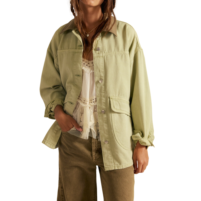 Lemon Denim Jacket in Sage - Madison's Niche