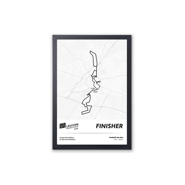 Leuven Marathon - Framed finisher poster - parcours 30 x 45 cm