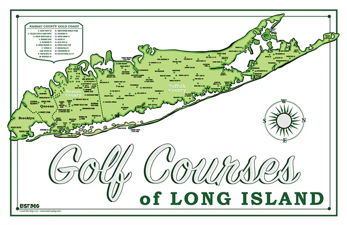 L.I. Golf Course Map Distressed Wood - Madison's Niche