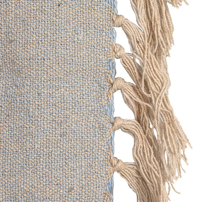 Light Blue Striped Woven Recycled Cotton Blend Throw - Madison's Niche