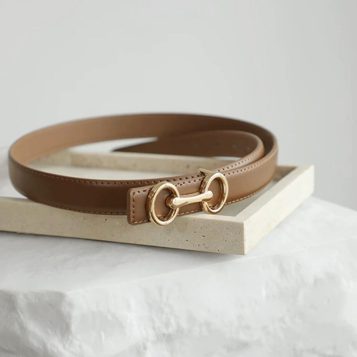 Front view of brown Linked Loop Belt, stylish design for daily wear.