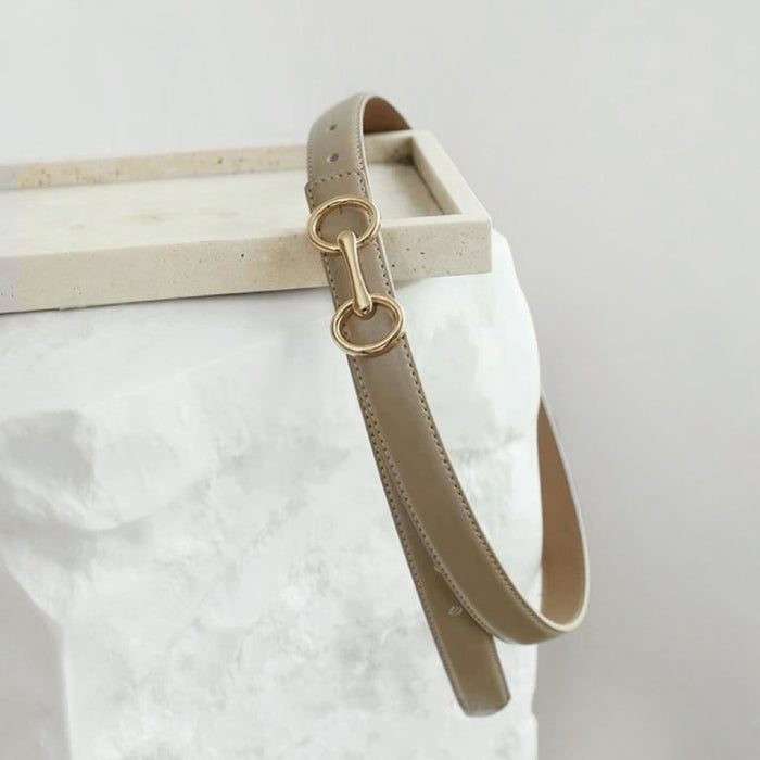 Front view of khaki Linked Loop Belt, casual fashion for jeans matching