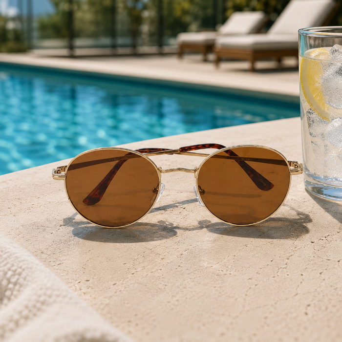 Lola Thin Retro Sunglasses in Brown