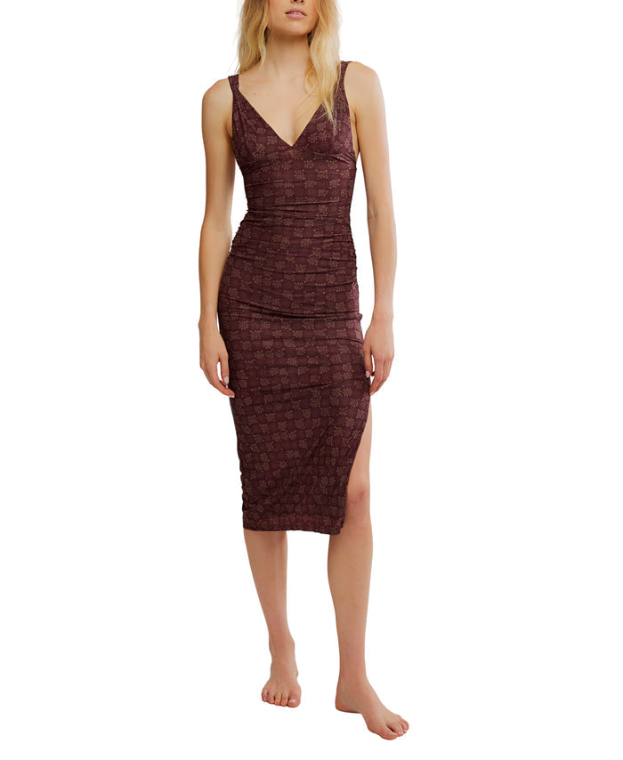 Long Live Printed Mesh Dress in Brown - Madison's Niche