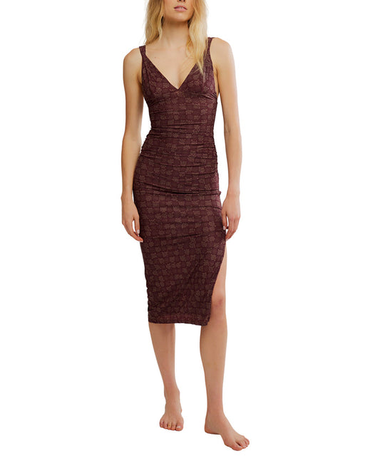 Long Live Printed Mesh Dress in Brown - Madison's Niche