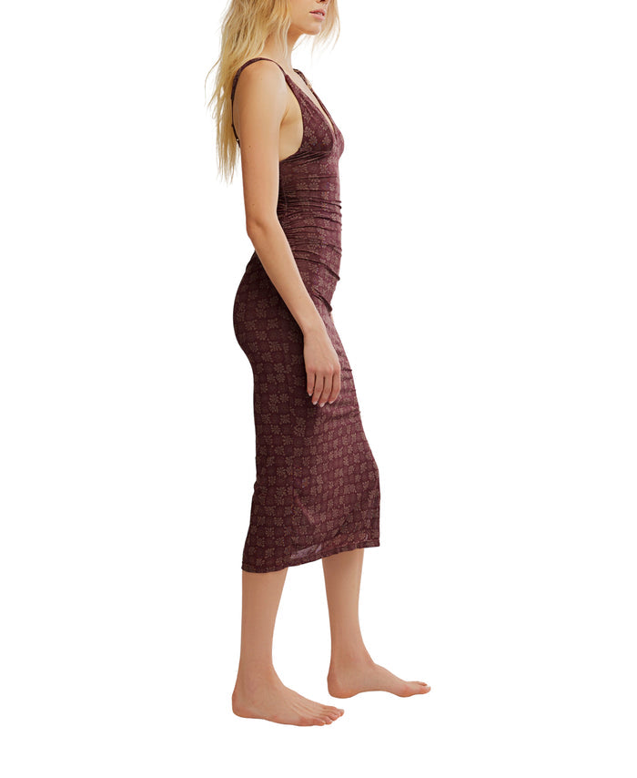 Long Live Printed Mesh Dress in Brown - Madison's Niche