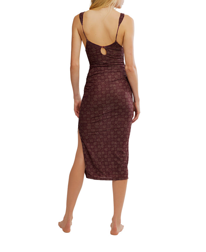 Long Live Printed Mesh Dress in Brown - Madison's Niche